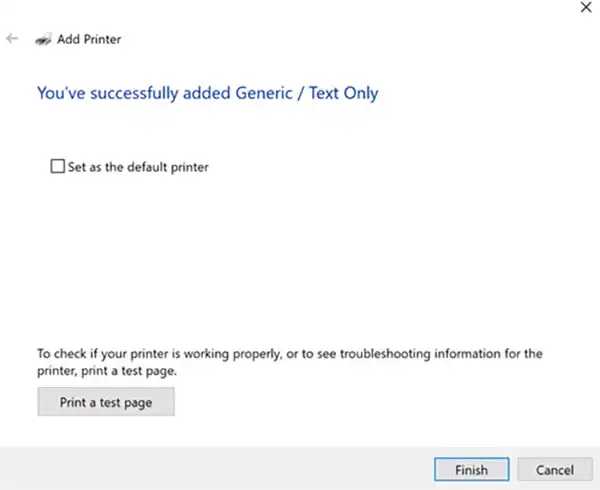 A screen showing the printer added to your PC.