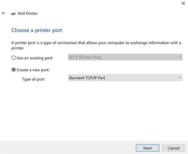 Creating a new printer port.
