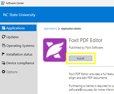 A screenshot of someone clicking on "Install" in the Software Center app