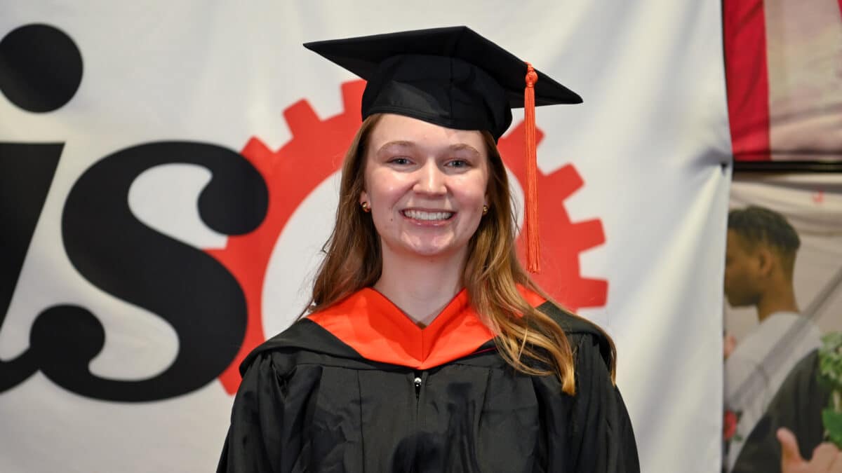 OR Students celebrating graduation during reception.