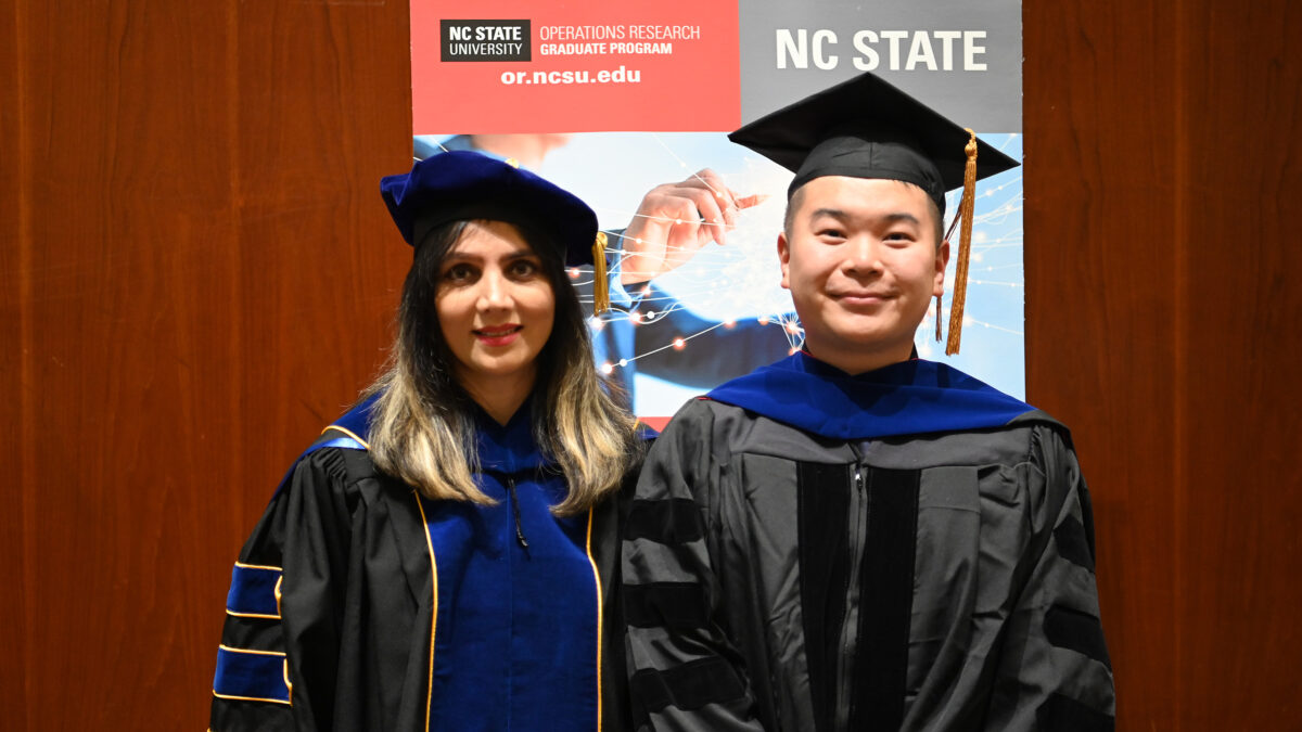 OR Ph.D. student, Kuangying Li posing with his advisor Leila Hajibabai